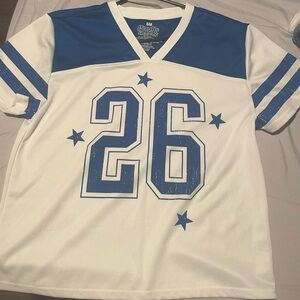 Blue and White Sports Jersey with Number 26